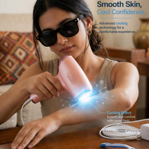 Laser hair removal device Pakistan with cooling effects.